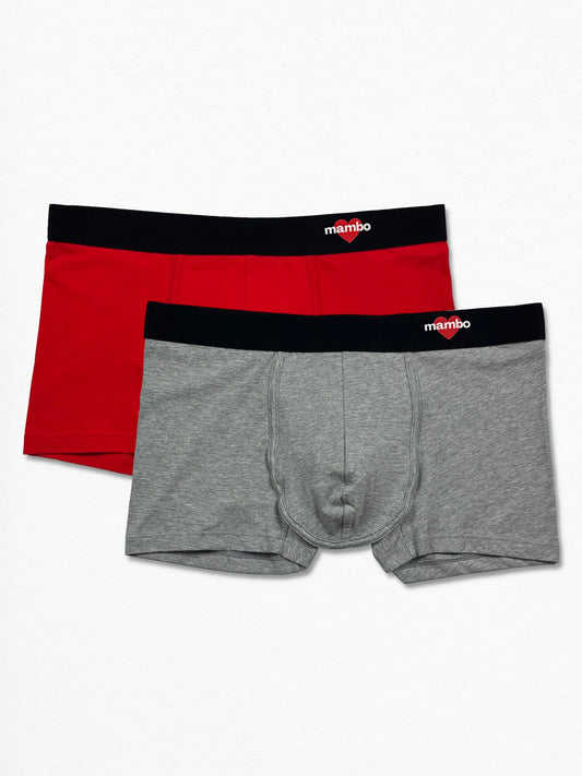 Boxer Cotton-Stretch Gris/Rojo 2-Pack